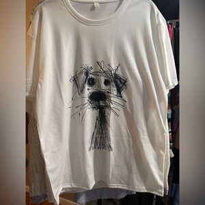 Unisex Artistic Dog Graphic White T-Shirt